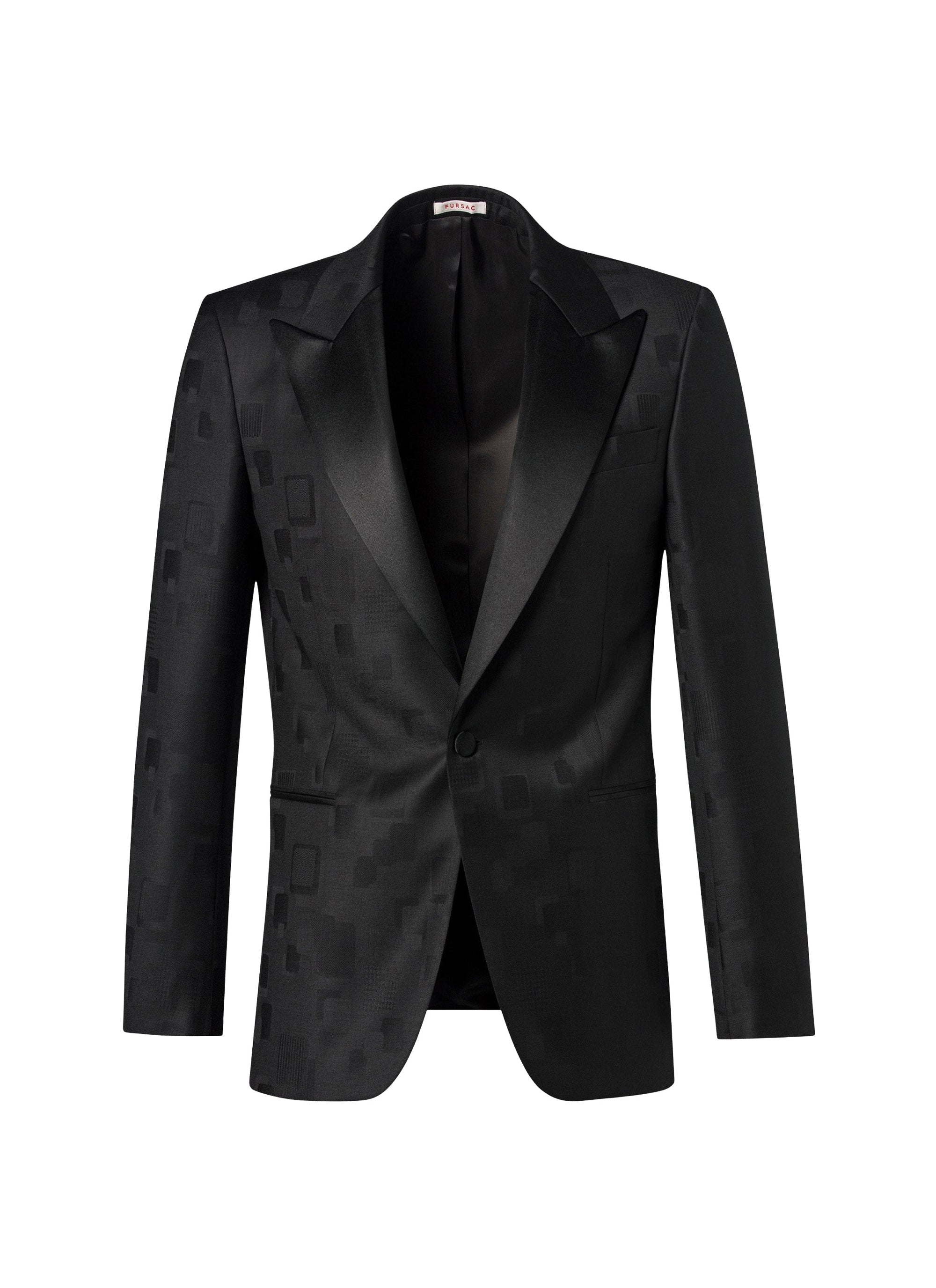 Tuxedo jacket in wool jacquard - Black