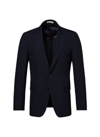 Veste de costume droite en laine texturée - Marine