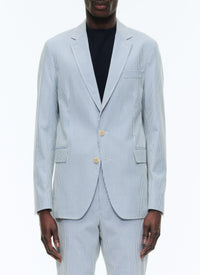 Straight jacket in striped cotton canvas - Light Blue