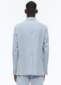 Straight jacket in striped cotton canvas - Light Blue
