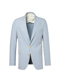 Straight jacket in striped cotton canvas - Light Blue