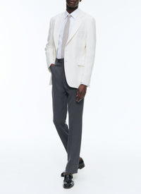 Herringbone button-down suit jacket - Ivory