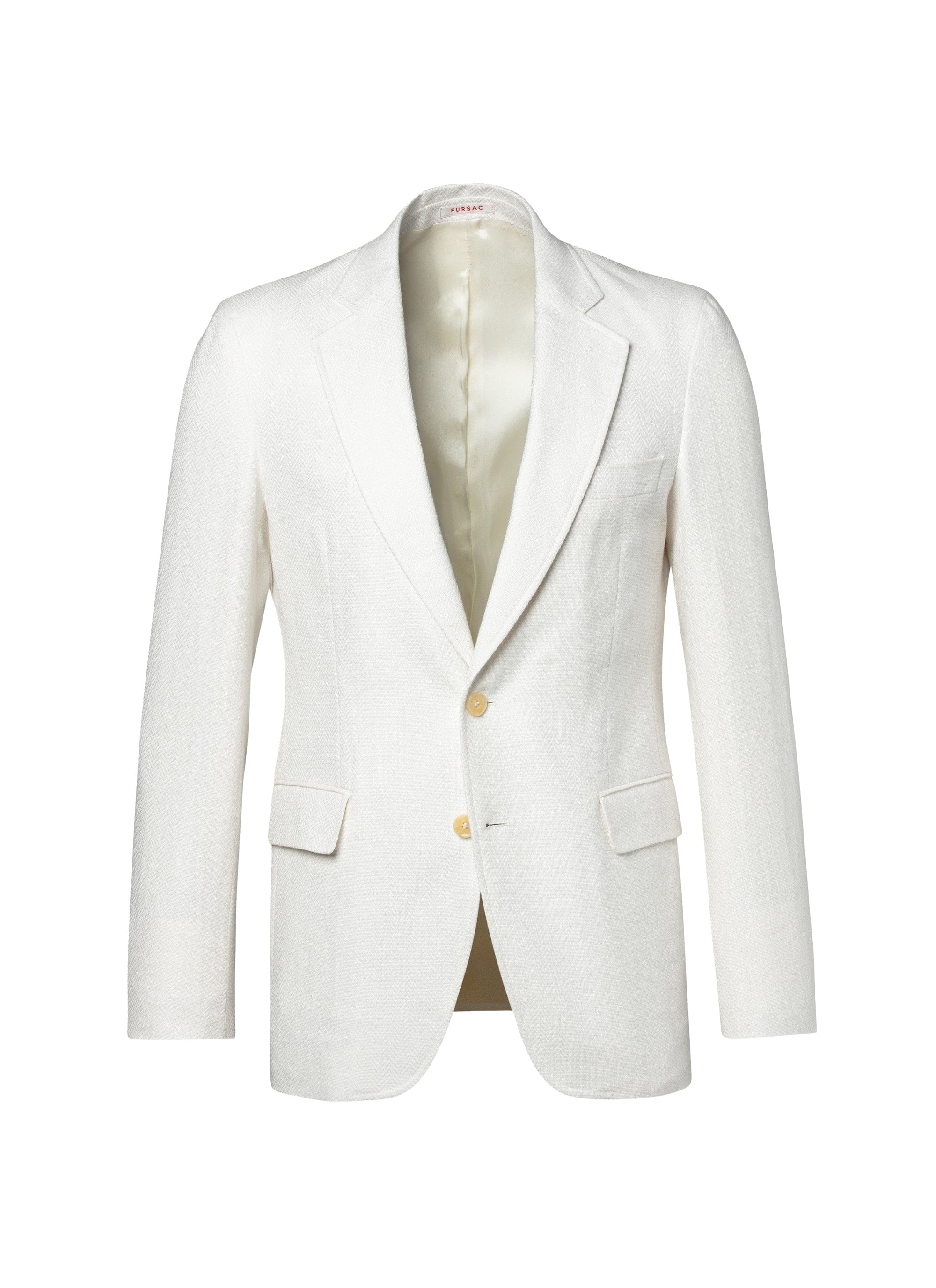 Herringbone button-down suit jacket - Ivory