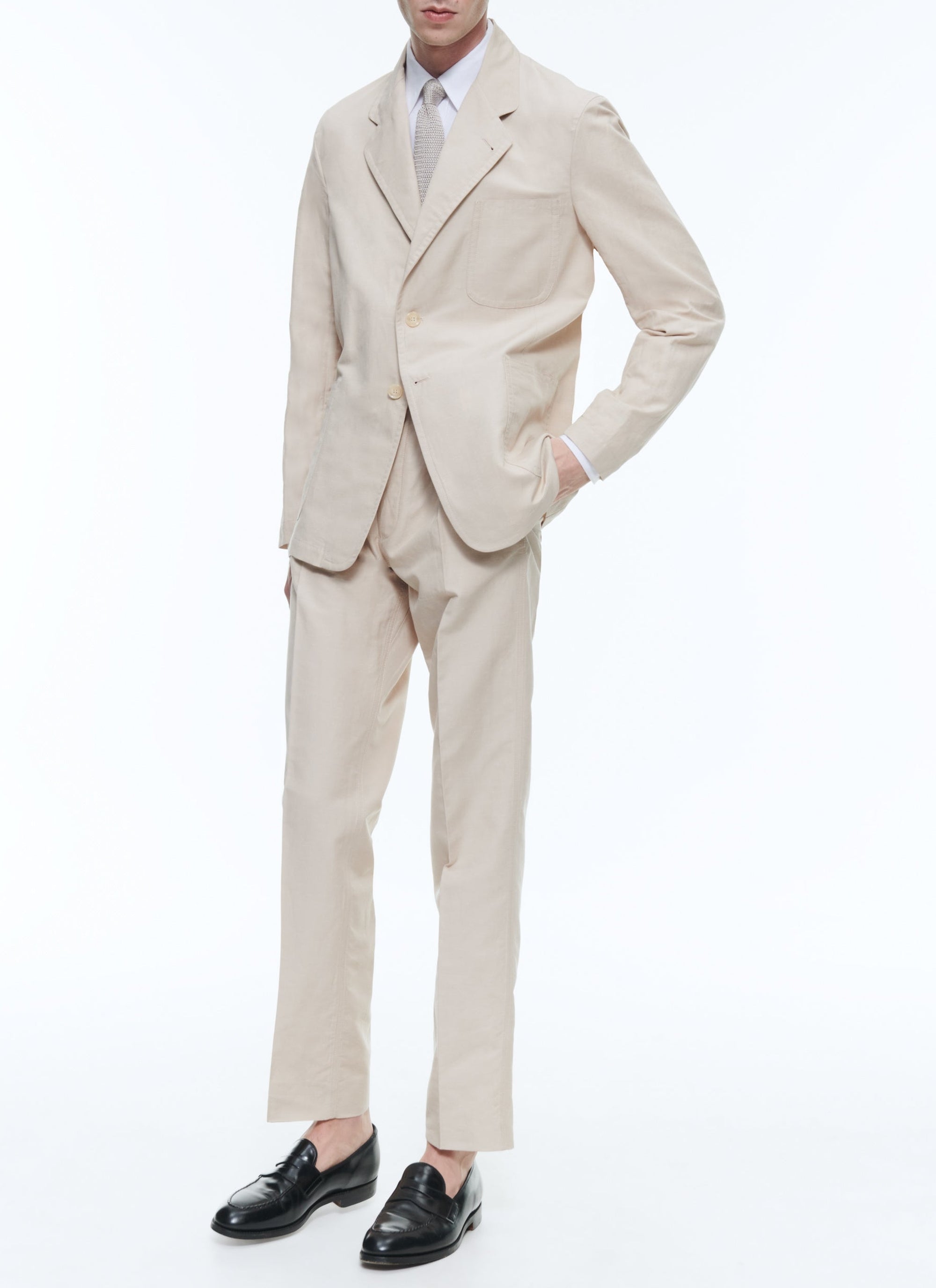 Extra-soft straight jacket in linen and cotton - Ficelle