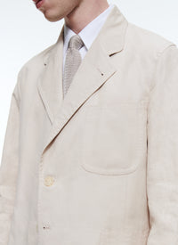 Extra-soft straight jacket in linen and cotton - Ficelle