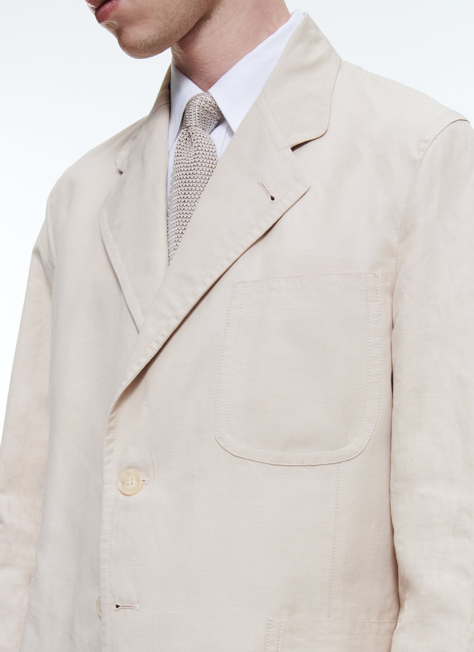 Extra-soft straight jacket in linen and cotton - Ficelle