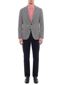 Veste de costume boutonnée à motif en laine - Noir & Blanc