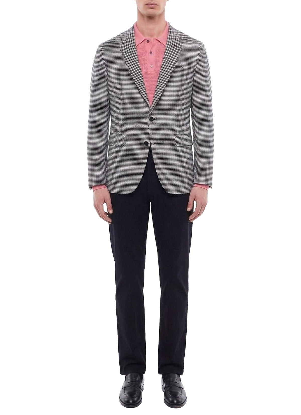 Veste de costume boutonnée à motif en laine - Noir & Blanc