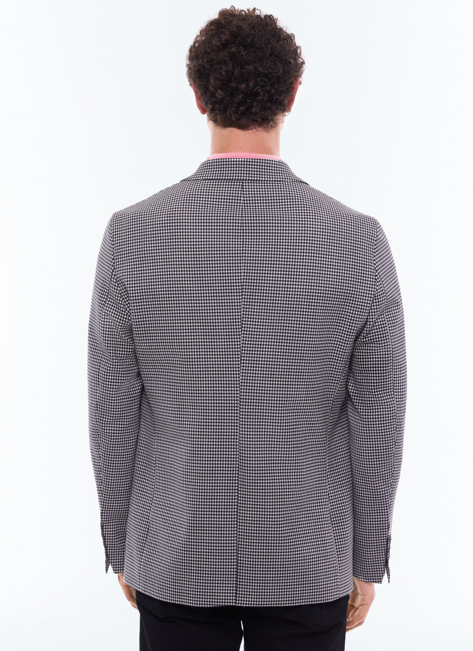 Button-down suit jacket with wool pattern - Black & White