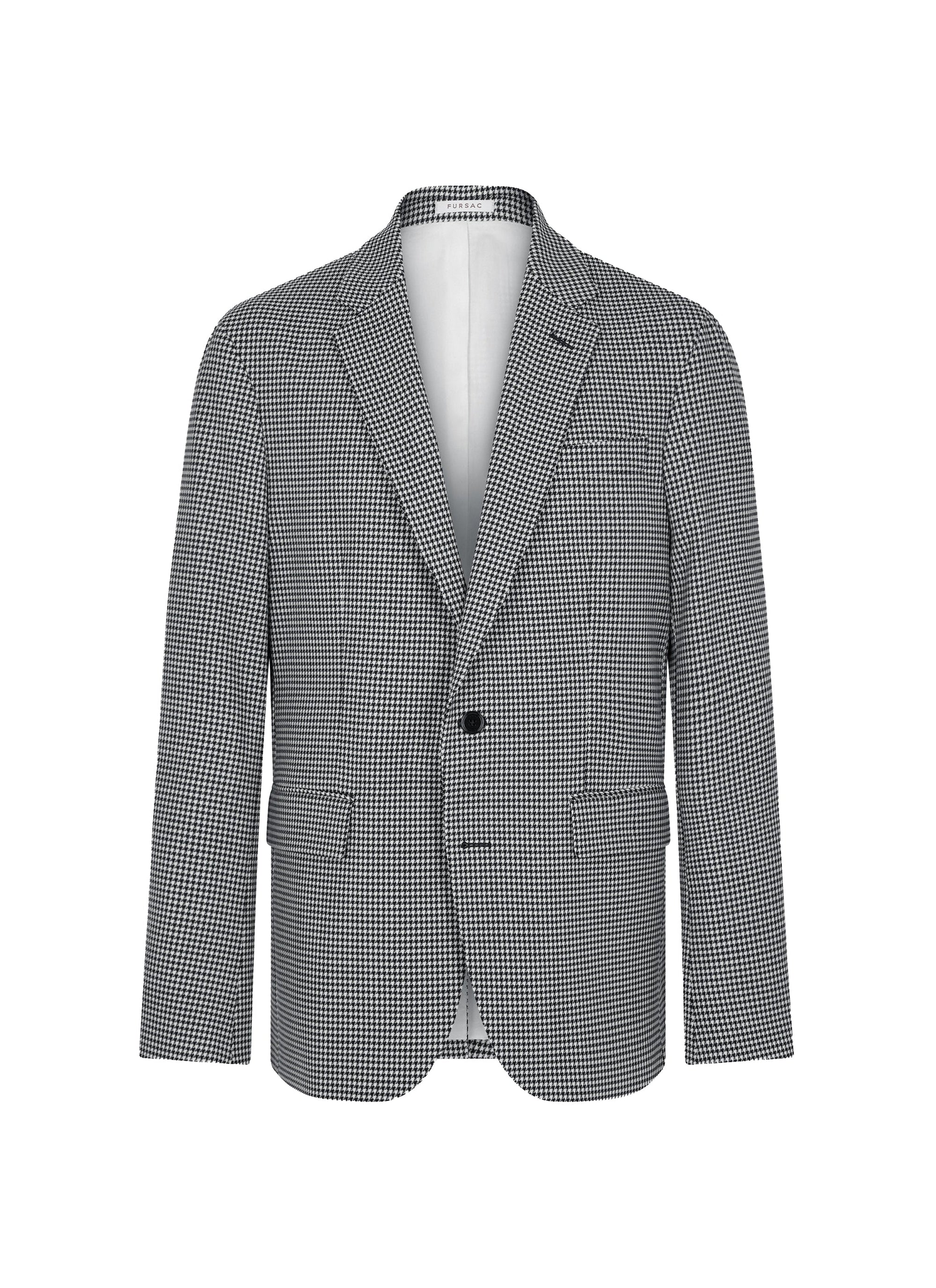Button-down suit jacket with wool pattern - Black & White