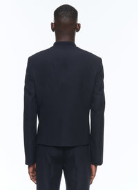 Veste à col mao en laine - Marine