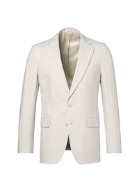 Veste de costume droite boutonnée en lin mélangé - Grège