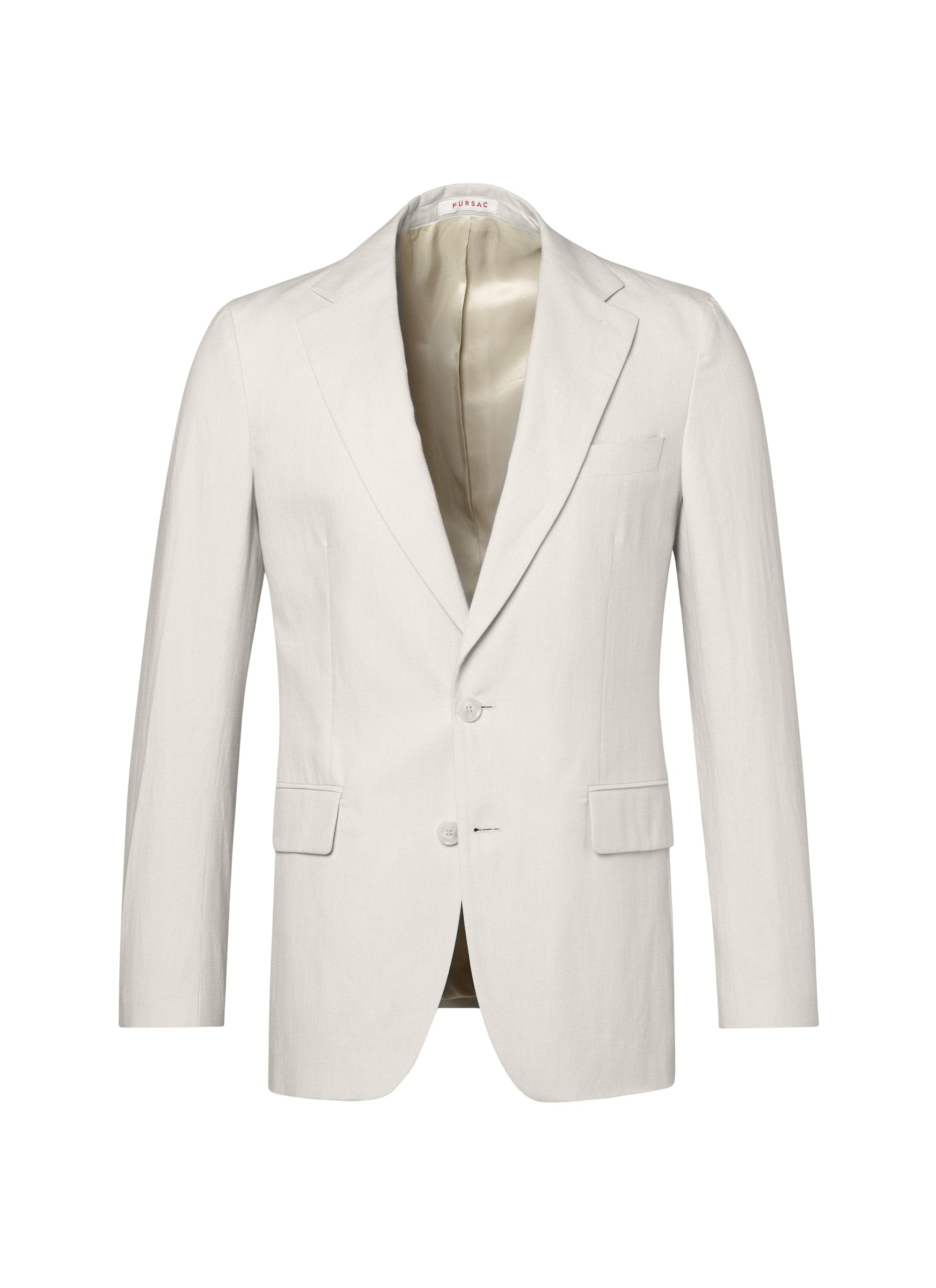 Veste de costume droite boutonnée en lin mélangé - Grège