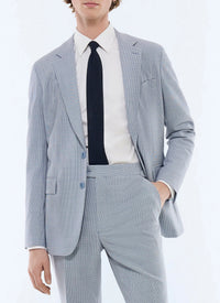 Veste de costume à 2 boutons pied de poule en laine - Bleu Layette