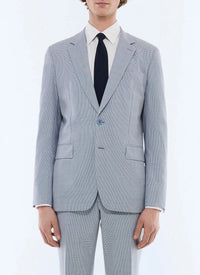 Veste de costume à 2 boutons pied de poule en laine - Bleu Layette