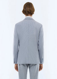 Veste de costume à 2 boutons pied de poule en laine - Bleu Layette