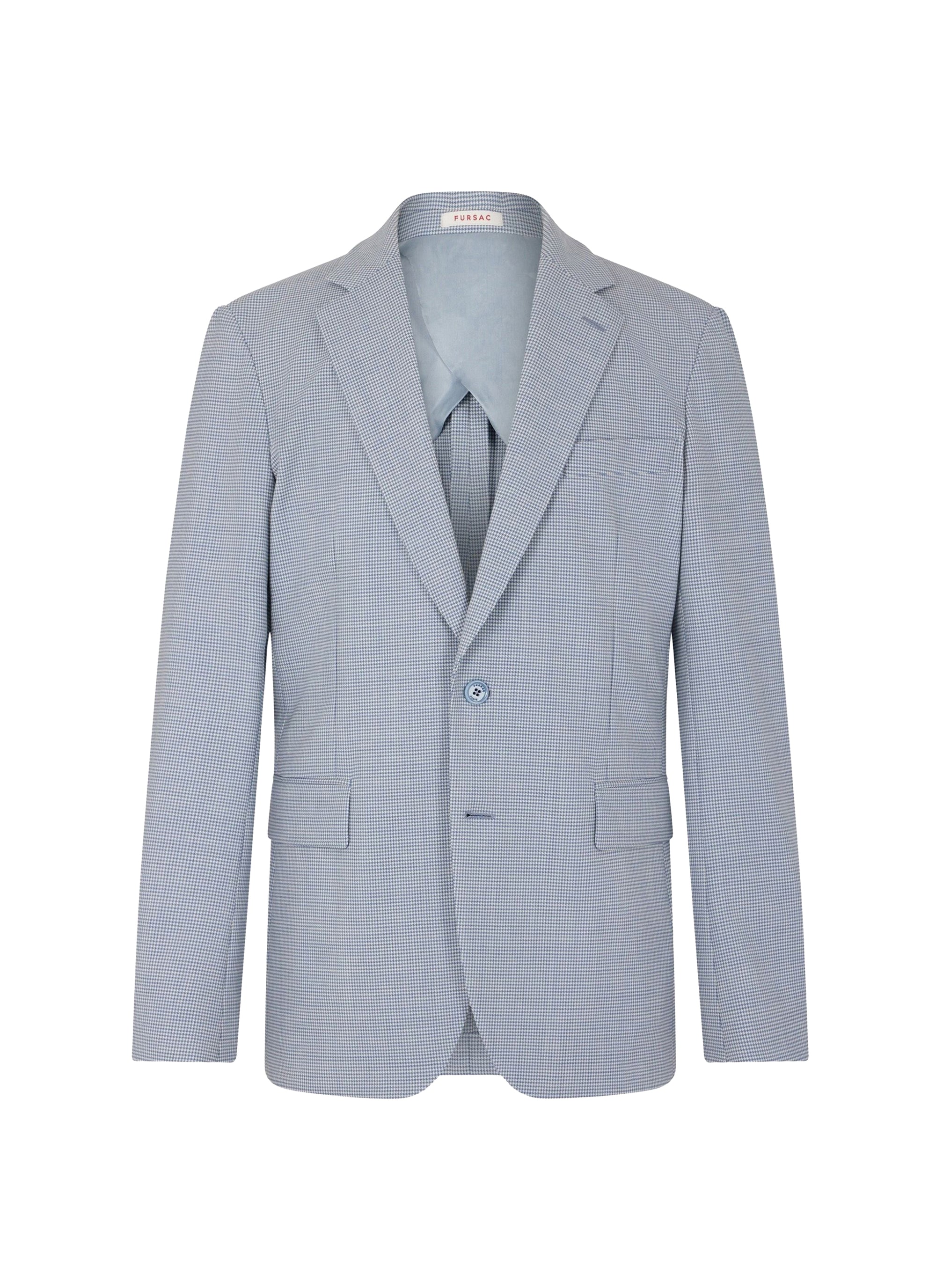 Veste de costume à 2 boutons pied de poule en laine - Bleu Layette