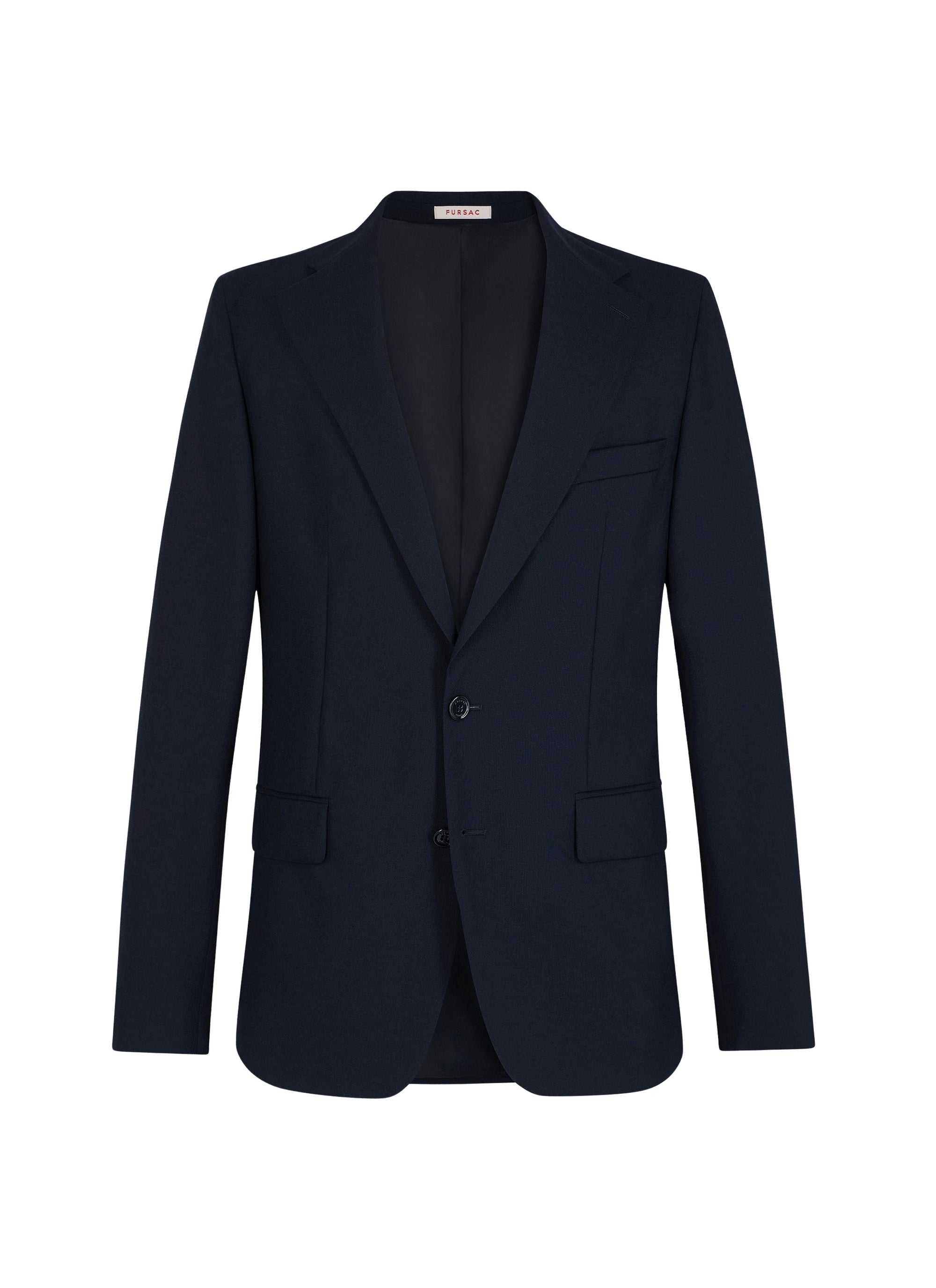 Veste de costume droite en toile souple de laine - Bleu Marine