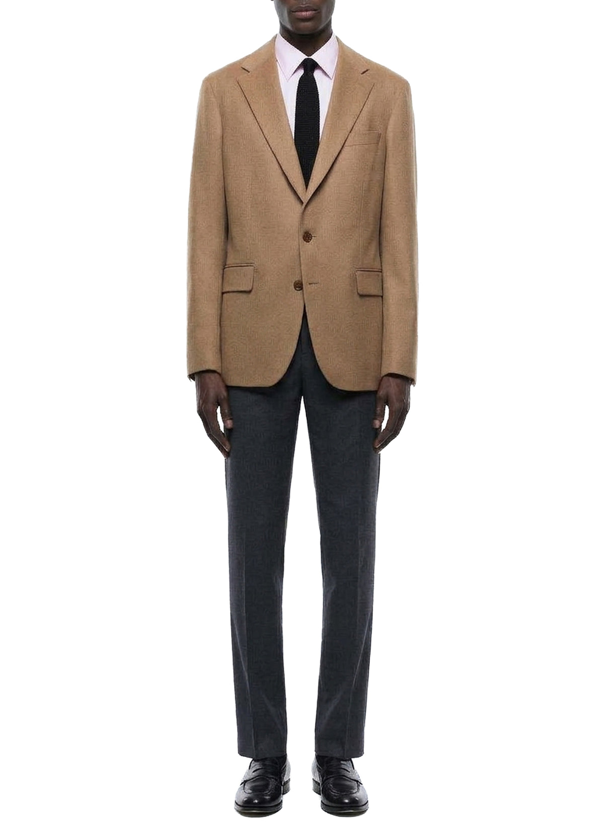 Blazer droite en laine de chameau - Camel