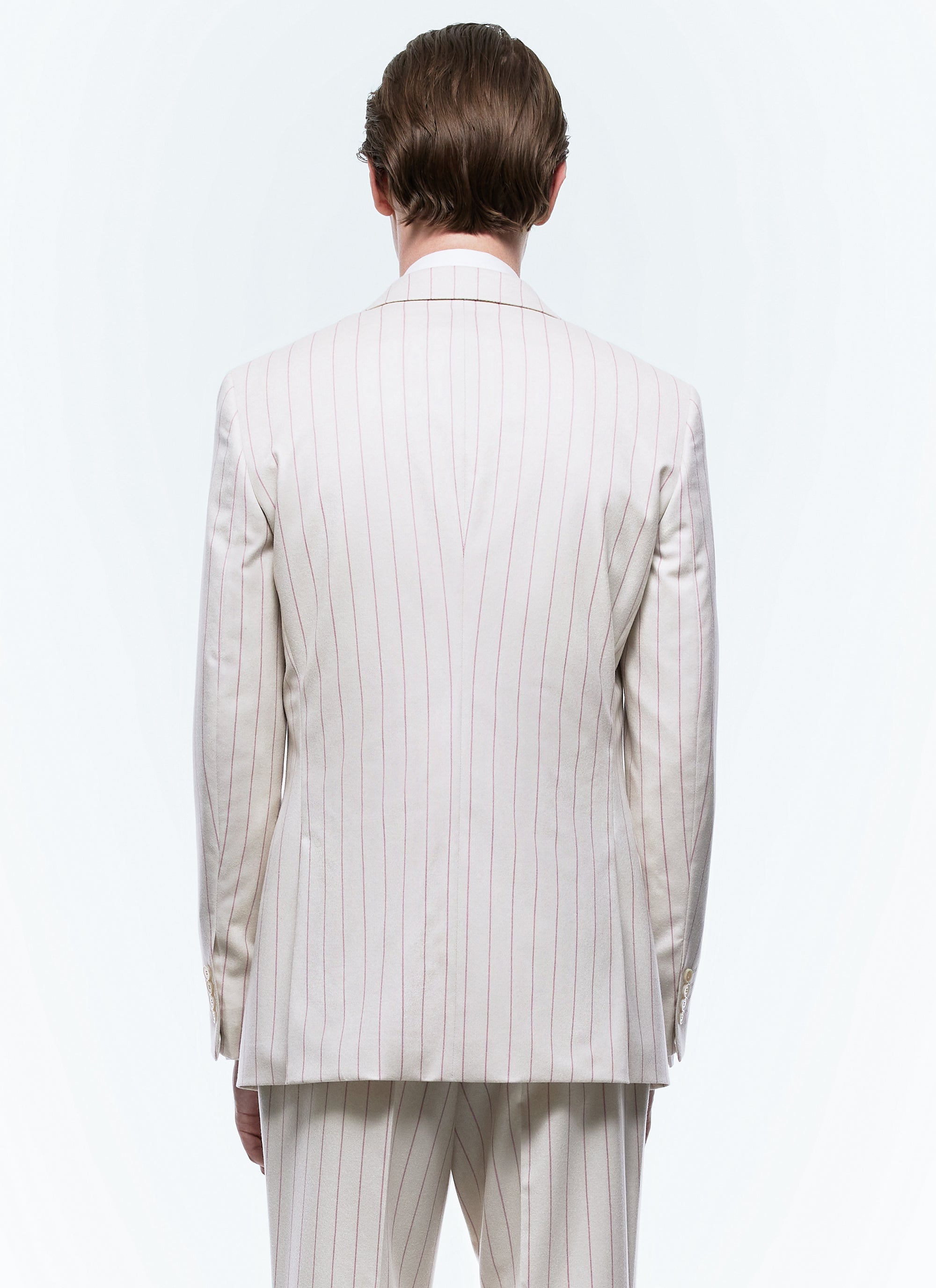 Veste de costume en flanelle de laine à rayures - Écru