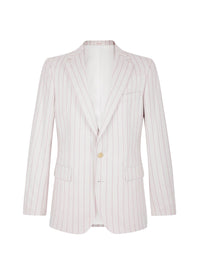 Veste de costume en flanelle de laine à rayures - Écru