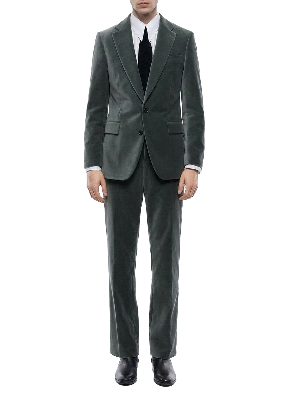 Veste de costume en velours - Vert de Gris