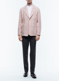 Veste droite en tweed de laine mouchetée - Rose bonbon