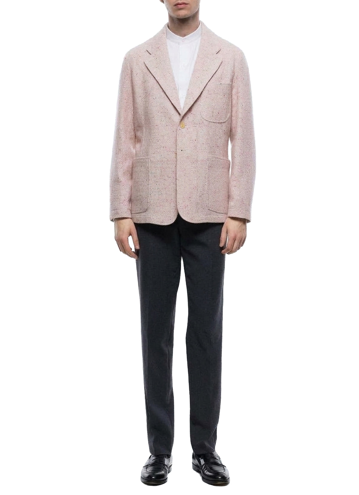 Blazer droite en tweed de laine - Rose Bonbon