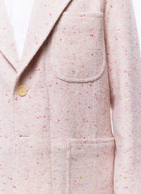 Veste droite en tweed de laine mouchetée - Rose bonbon