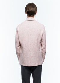 Veste droite en tweed de laine mouchetée - Rose bonbon