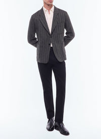 Veste de costume droite à chevrons en laine - Anthracite