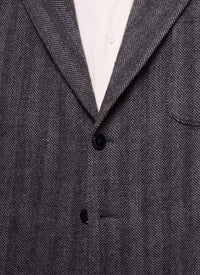 Veste de costume droite à chevrons en laine - Anthracite