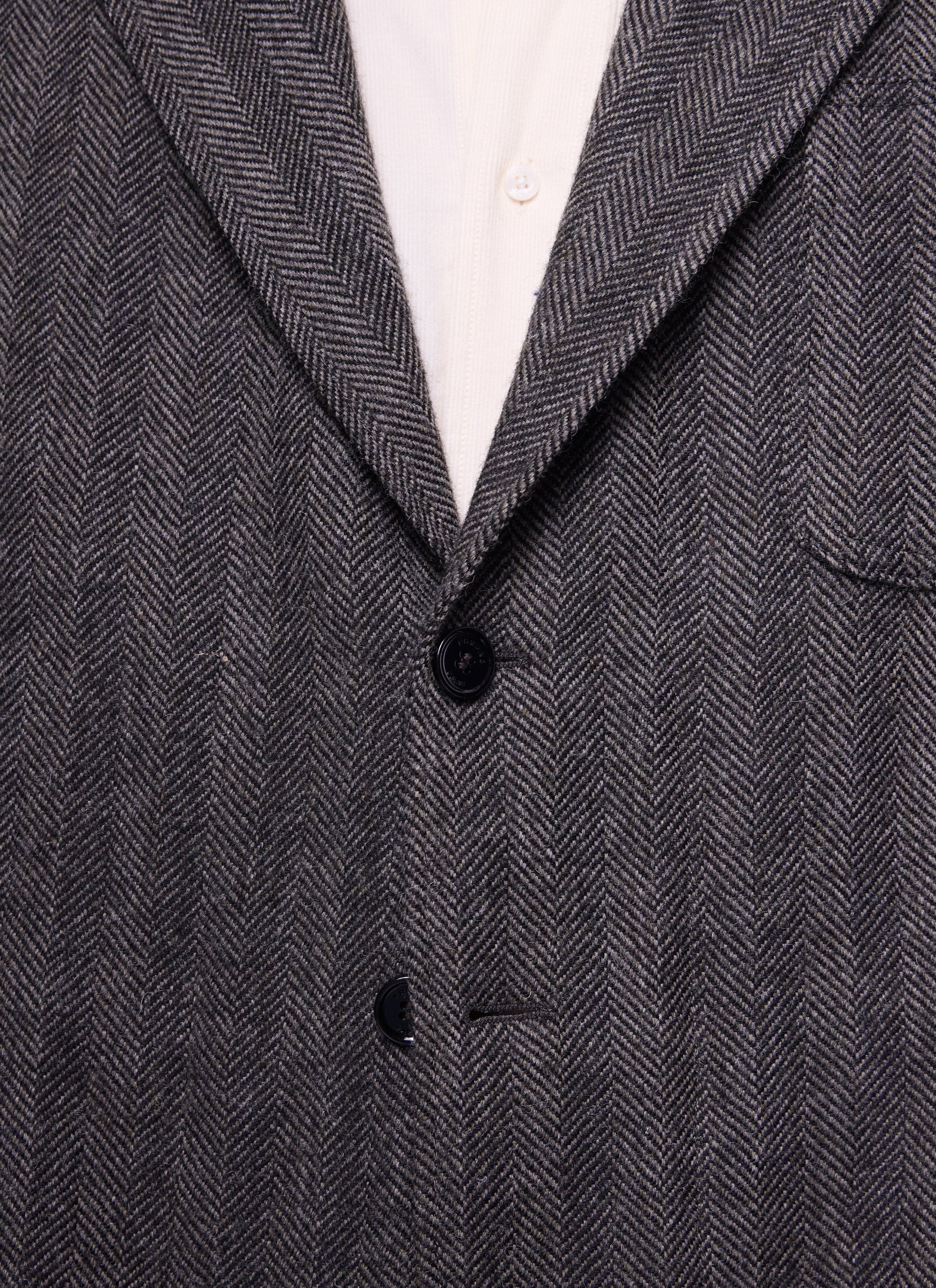 Veste de costume droite à chevrons en laine - Anthracite