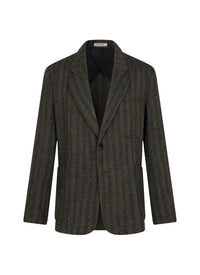 Veste de costume droite à chevrons en laine - Anthracite