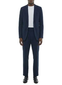 Straight-cut striped seersucker blazer - Navy