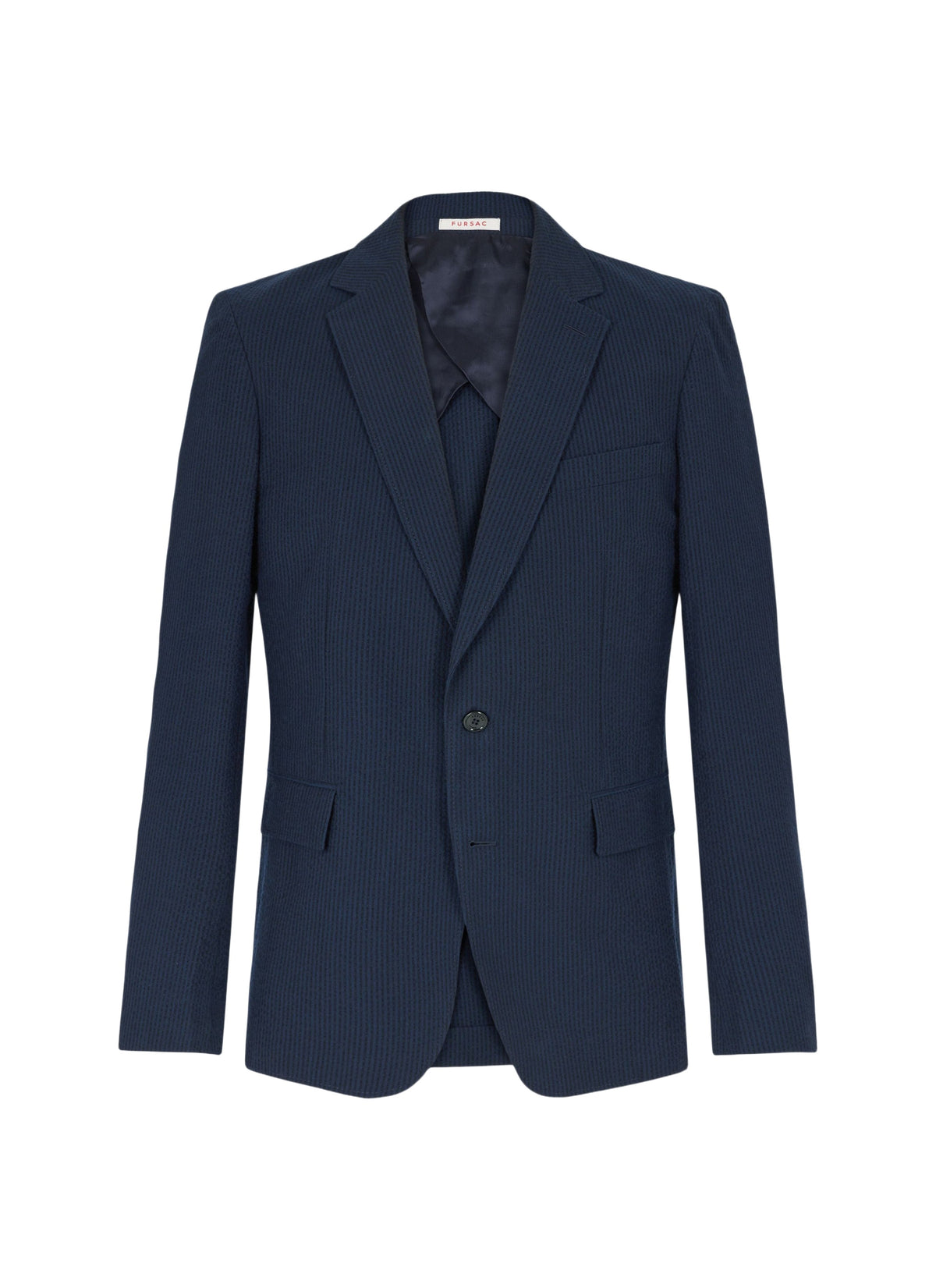 Straight-cut striped seersucker blazer - Navy