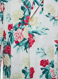 Veste droite à motif floral en lin mélangé - Fleur