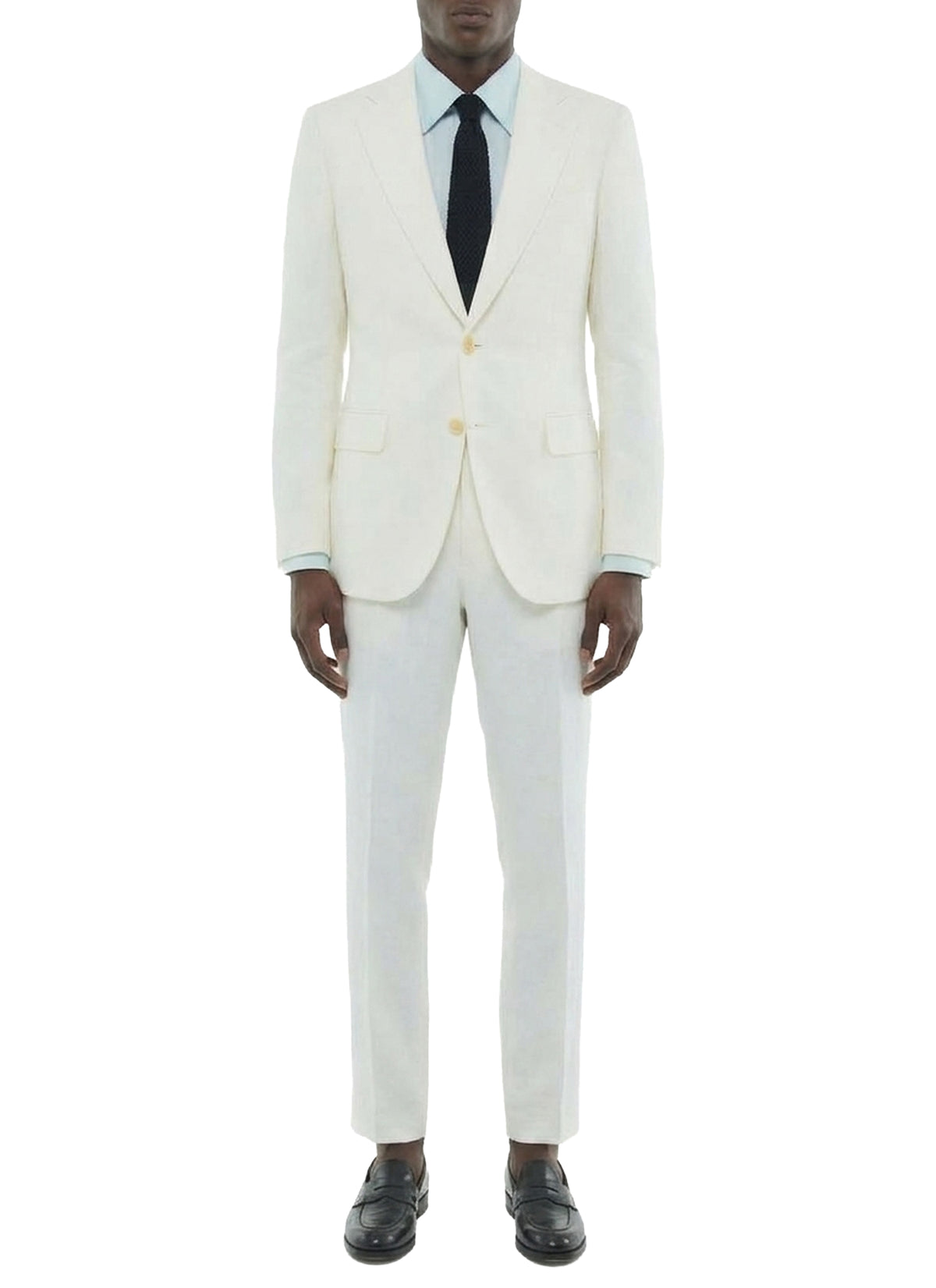 Fitted herringbone linen twill blazer - White