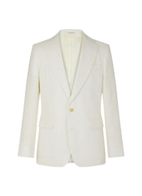 Fitted herringbone linen twill blazer - White