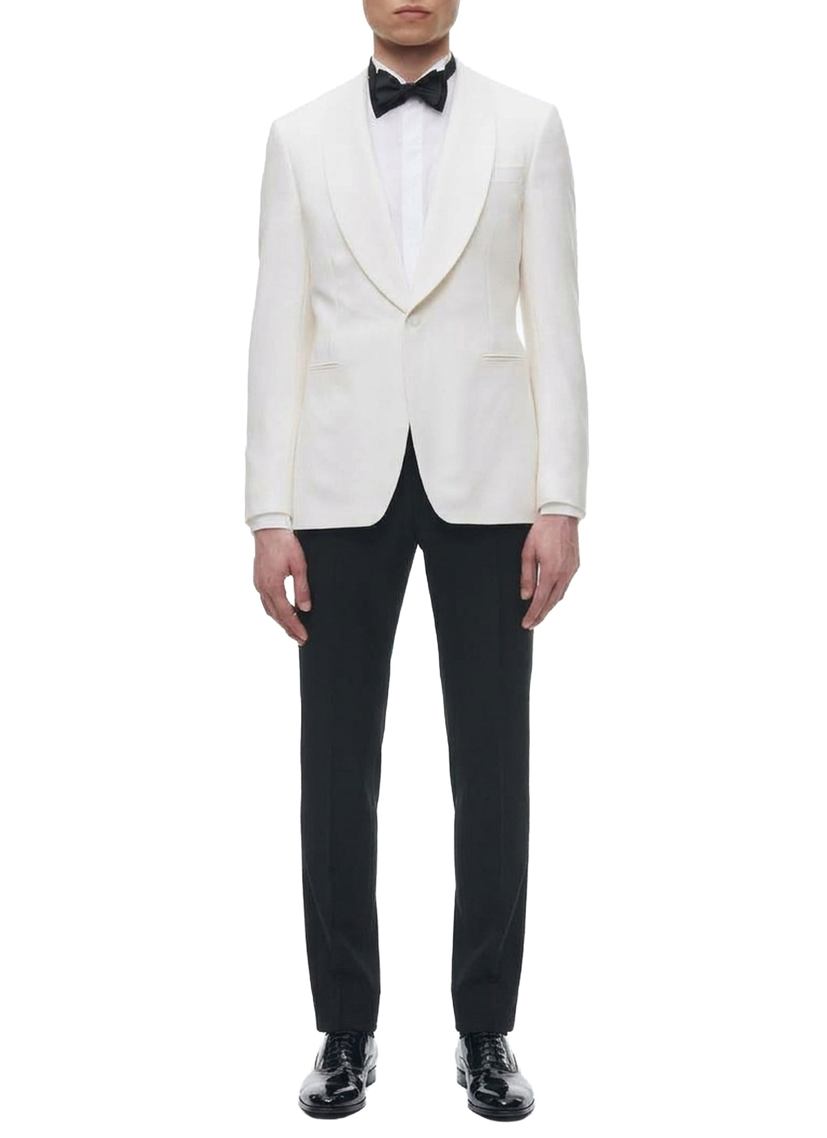 Veste de smoking ajustée en laine - Écru