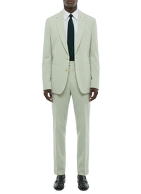Straight-cut striped seersucker blazer - Pale Green