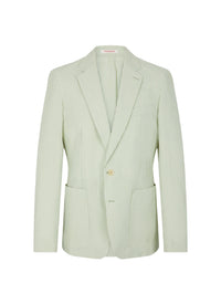 Straight-cut striped seersucker blazer - Pale Green