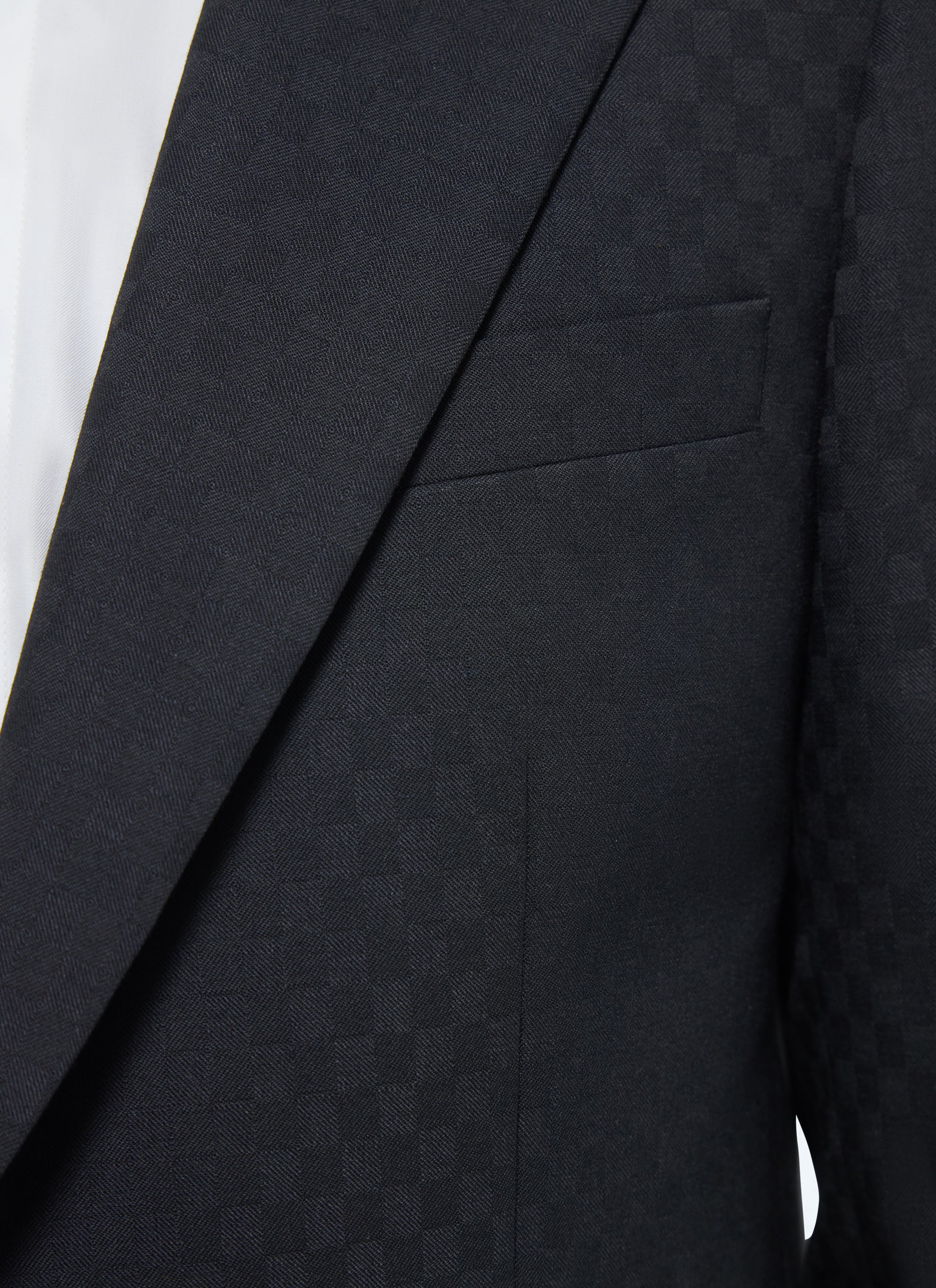 Veste de smoking ajustée en laine mélangée à motif - Noir