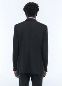 Veste de smoking ajustée en laine mélangée à motif - Noir