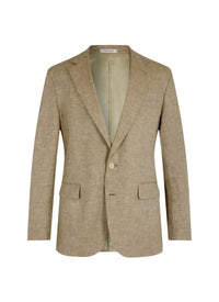 Blazer droite en serge de lin à chevrons - Beige