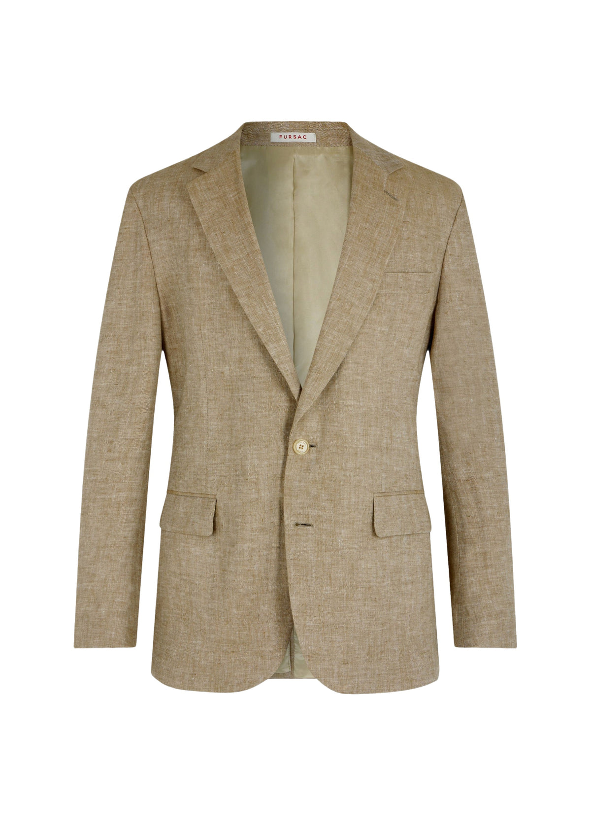 Blazer droite en serge de lin à chevrons - Beige