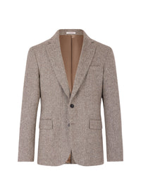 Straight-cut herringbone wool blazer - Brown