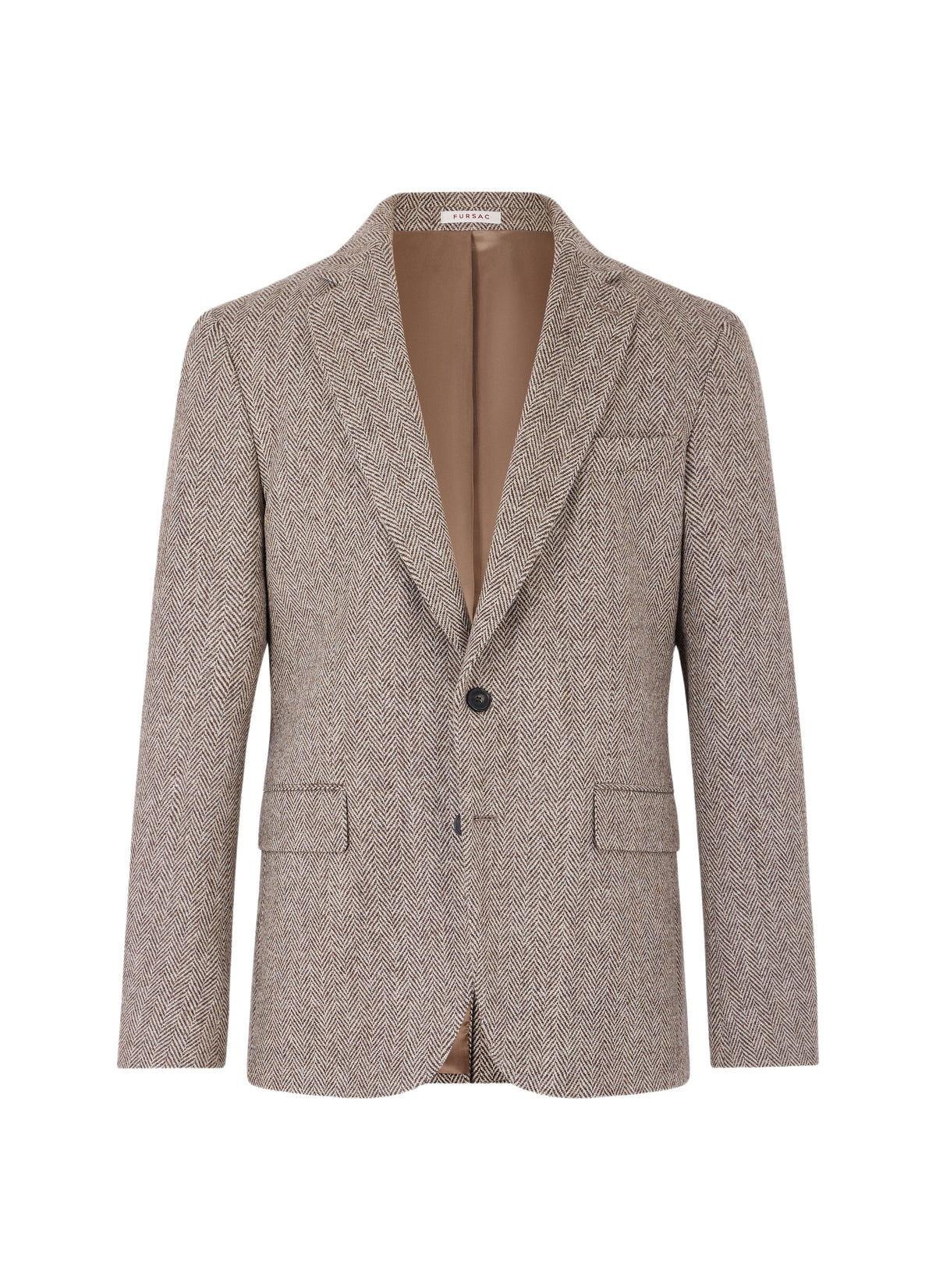 Straight-cut herringbone wool blazer - Brown