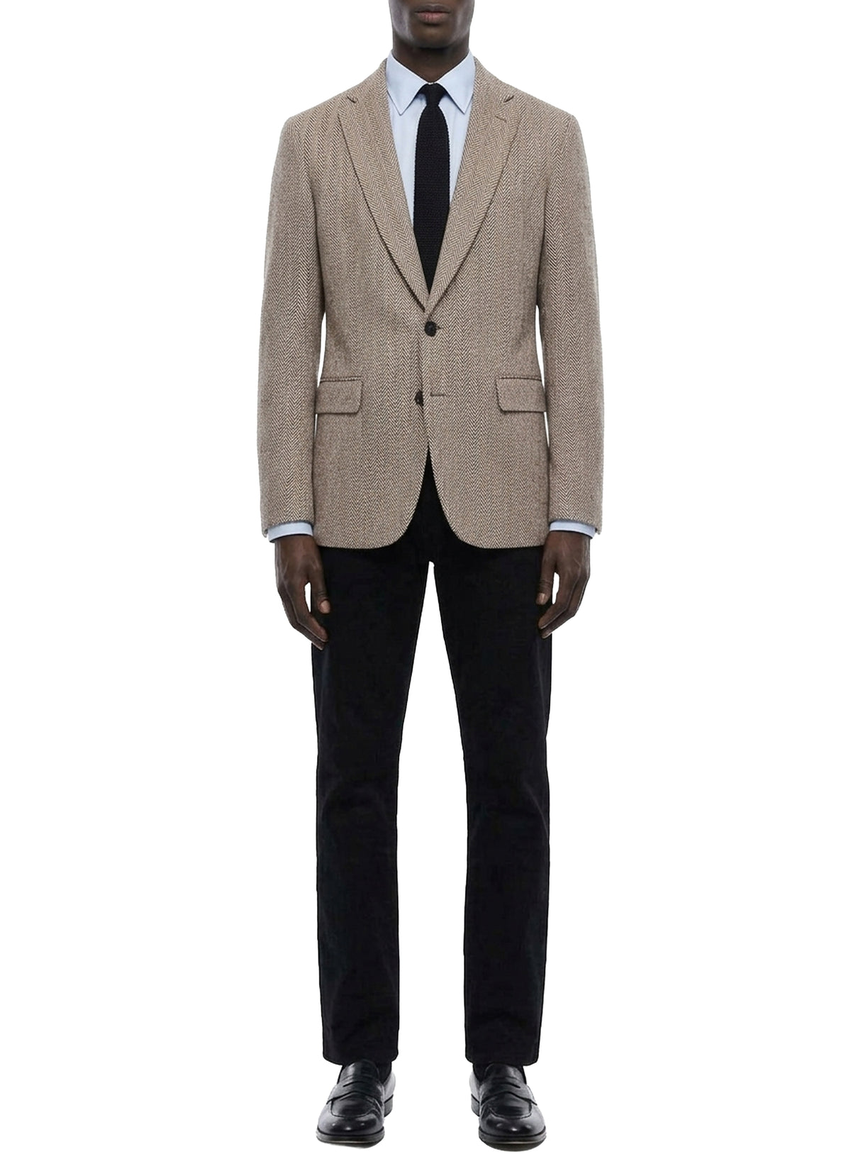 Straight-cut herringbone wool blazer - Brown