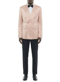 Veste de smoking croisée satinée - Saumon
